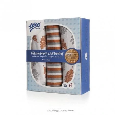 Dětské pleny z biobavlny XKKO Organic 70x70 Staré časy - Dub